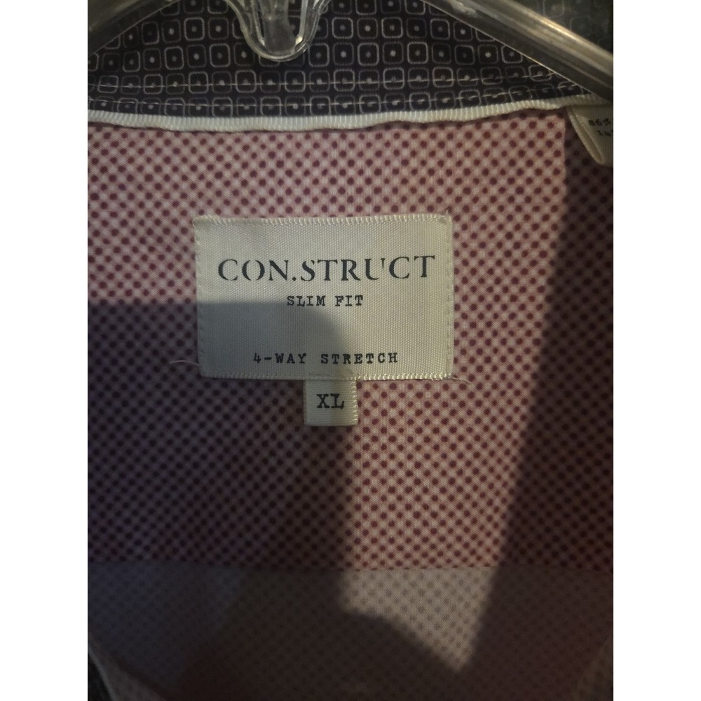 Construct‎ Slim Fit Button Up, Men's XL Shirt, Red Ditsy Print, Stretch - Picture 3 of 8